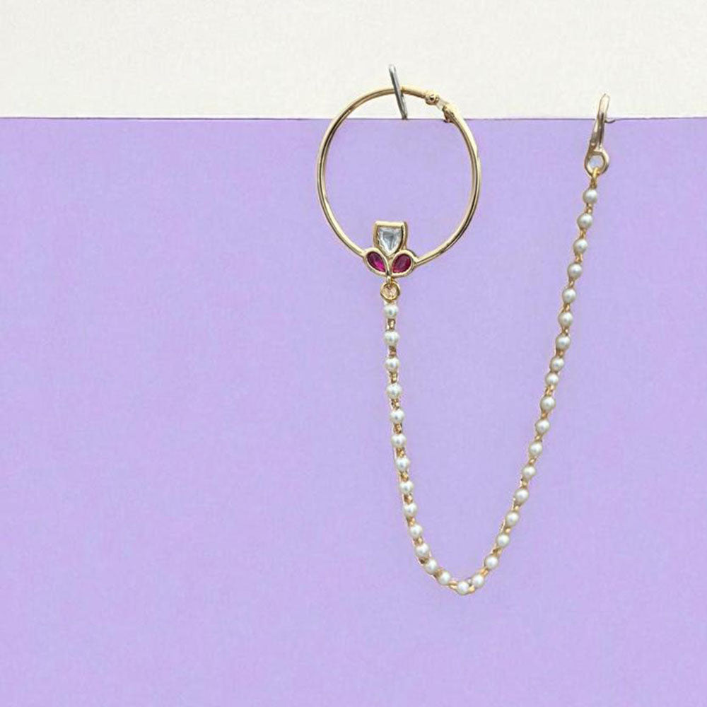 Jewel Addiction Anthic Kundan and Pearl Nath Nose Ring for Women & Girls
