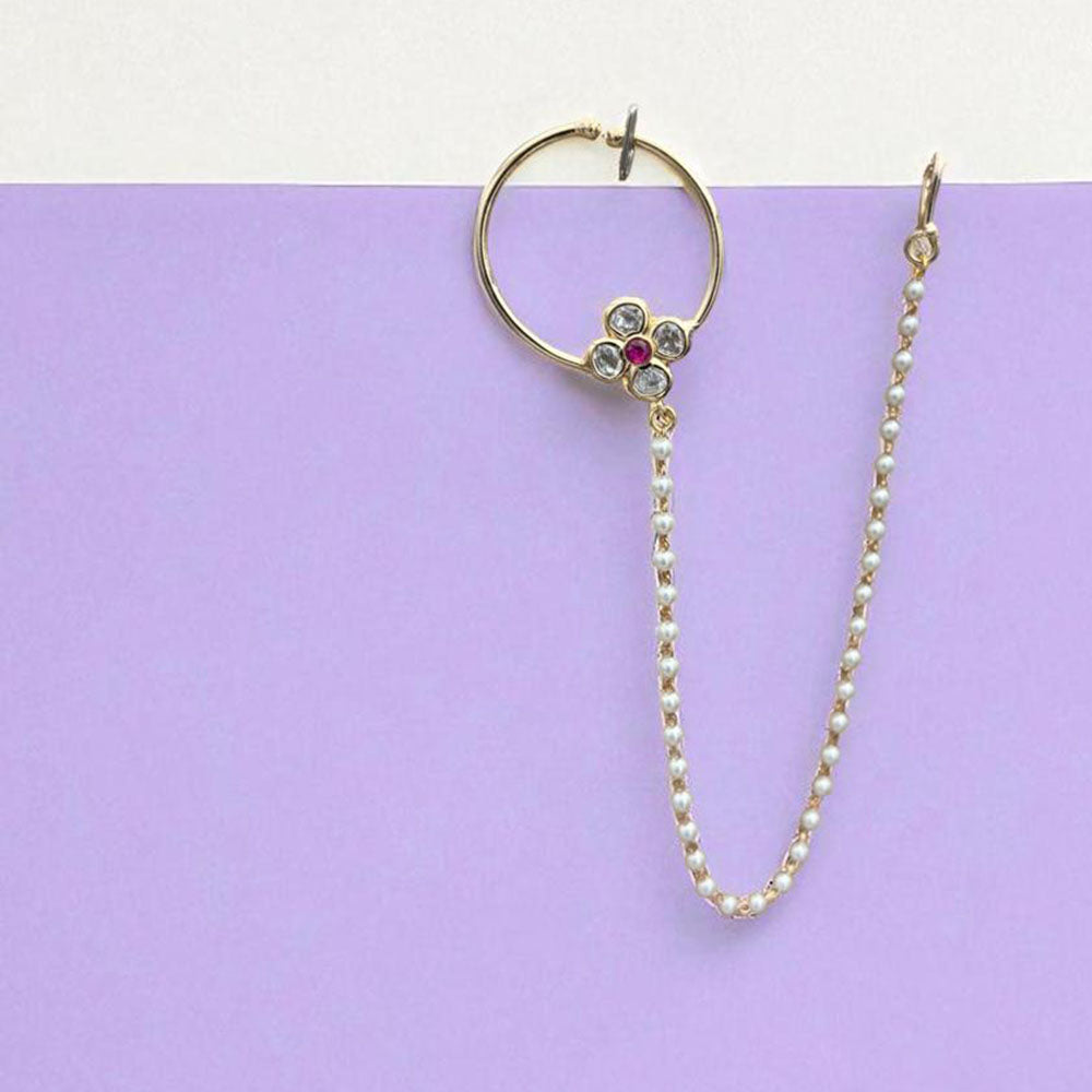 Jewel Addiction Anthic Kundan and Pearl Nath Nose Ring for Women & Girls