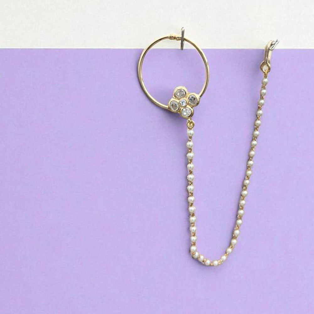 Jewel Addiction Anthic Kundan and Pearl Nath Nose Ring for Women & Girls