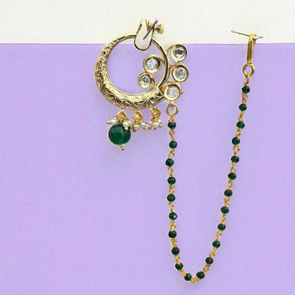 Jewel Addiction Beautiful Kundan and Pearl Nath Nose Ring for Women & Girls