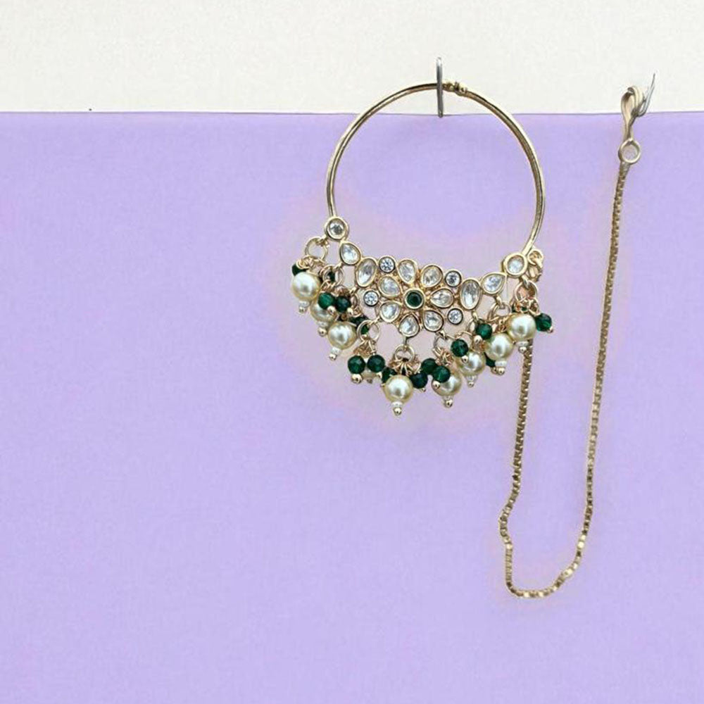Jewel Addiction Beautiful Kundan and Pearl Nath Nose Ring for Women & Girls