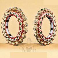 Jewel Addiction Sparkling Glow Kundan And Pearls Meenakari Bangles Set