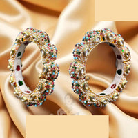 Jewel Addiction Elegant Glow Kundan And Pearls Bangles Set