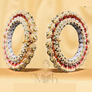Jewel Addiction Elegant Shine Kundan And Pearls Meenakari Bangles Set