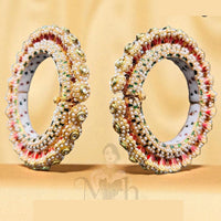 Jewel Addiction Elegant Shine Kundan And Pearls Meenakari Bangles Set