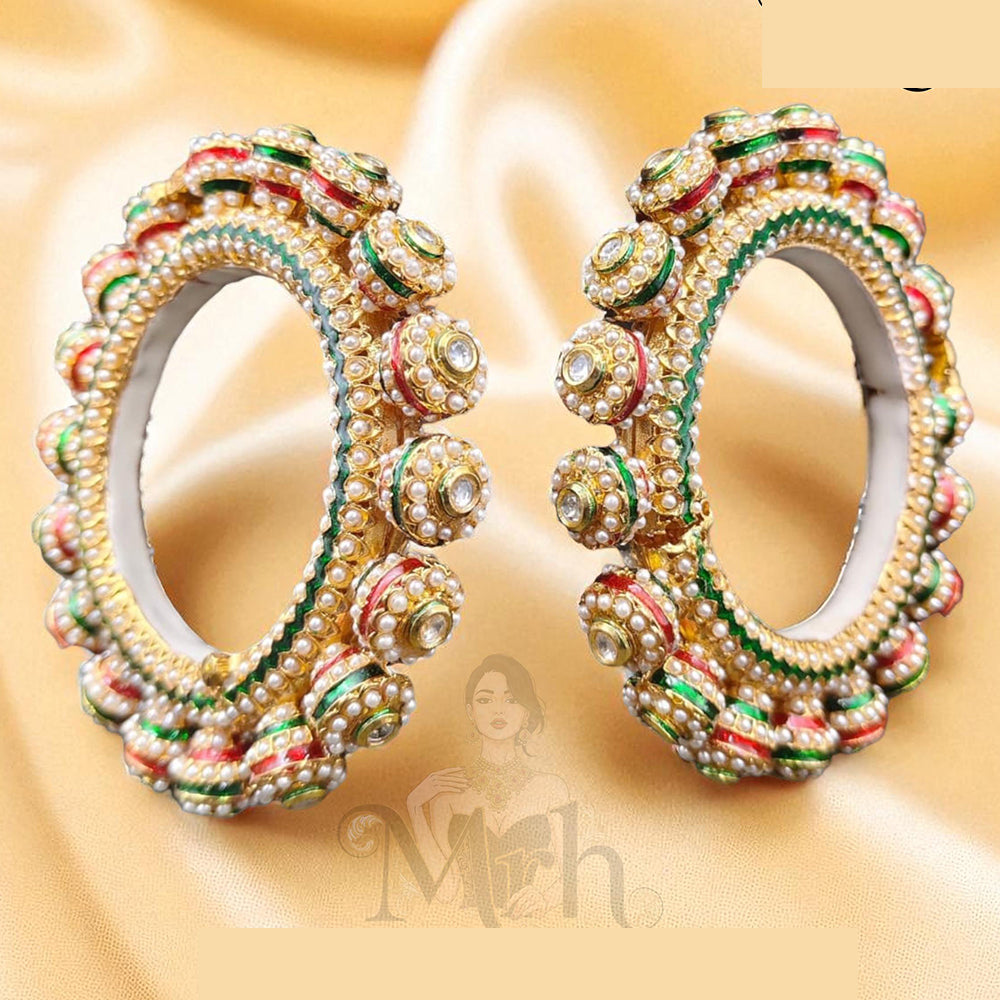 Jewel Addiction Timeless Beauty Kundan And Pearls Bangles Set