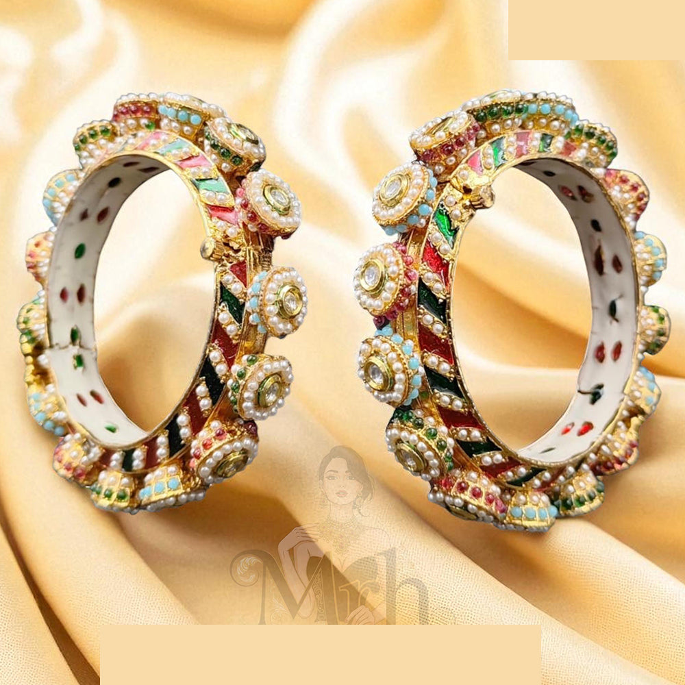Jewel Addiction Timeless Beauty Kundan And Pearls Bangles Set
