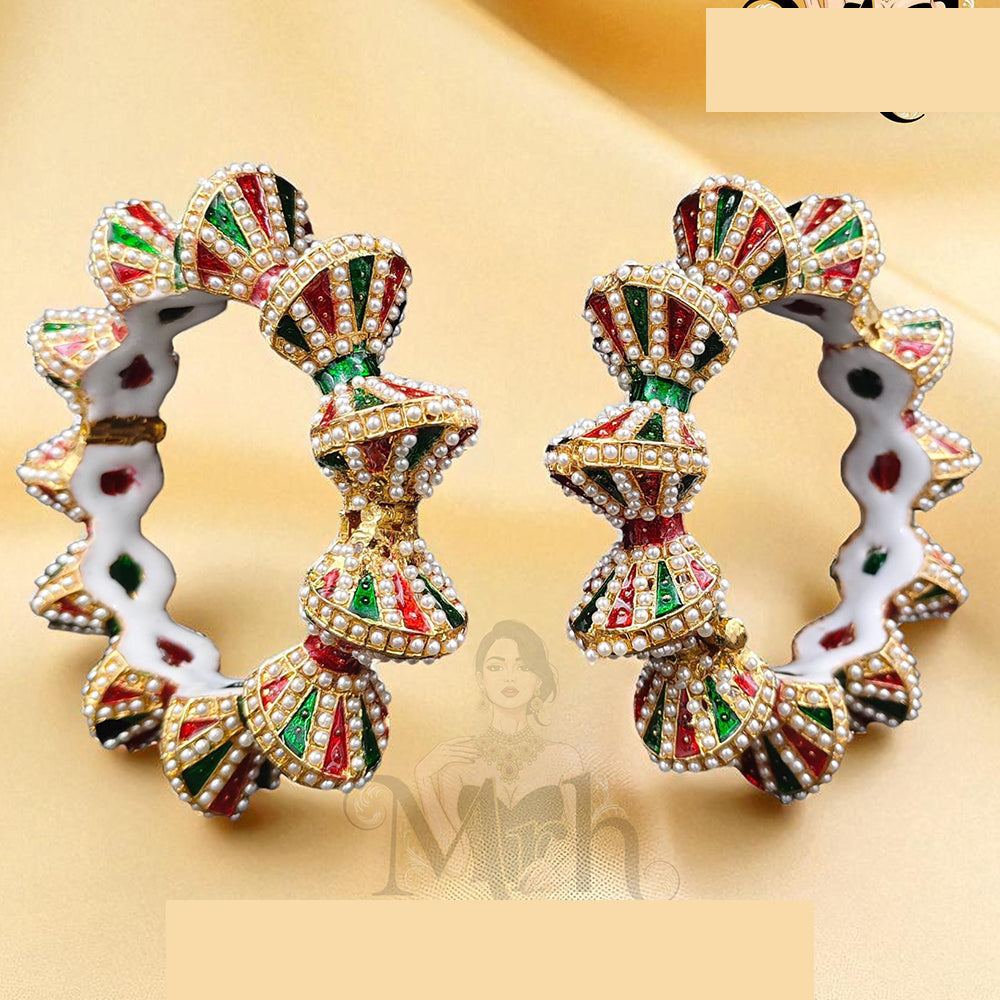Jewel Addiction Timeless Beauty Kundan And Pearls Bangles Set