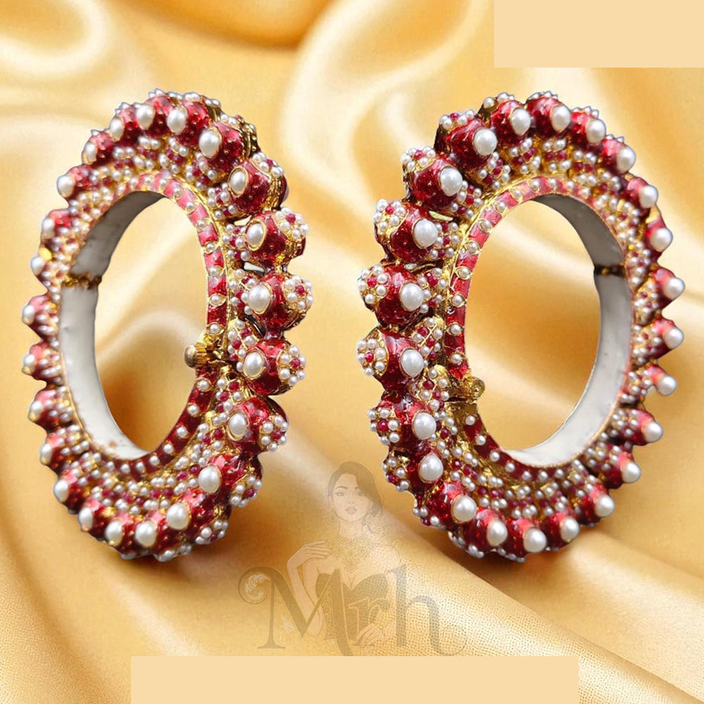 Jewel Addiction Sparkling Glow Kundan And Pearls Meenakari Bangles Set