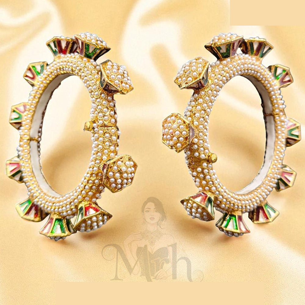 Jewel Addiction Timeless Beauty Kundan And Pearls Bangles Set