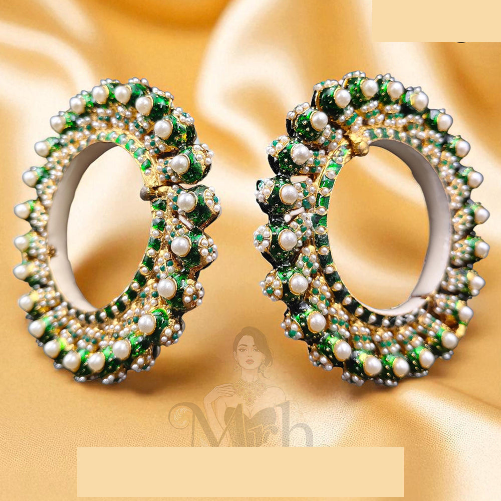 Jewel Addiction Exquisite Glow Kundan And Pearls Meenakari Bangles Set