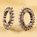 Jewel Addiction Elegant Shine Kundan And Pearls Meenakari Bangles Set