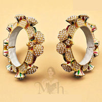 Jewel Addiction Sparkling Charm Kundan And Pearls Bangles Set