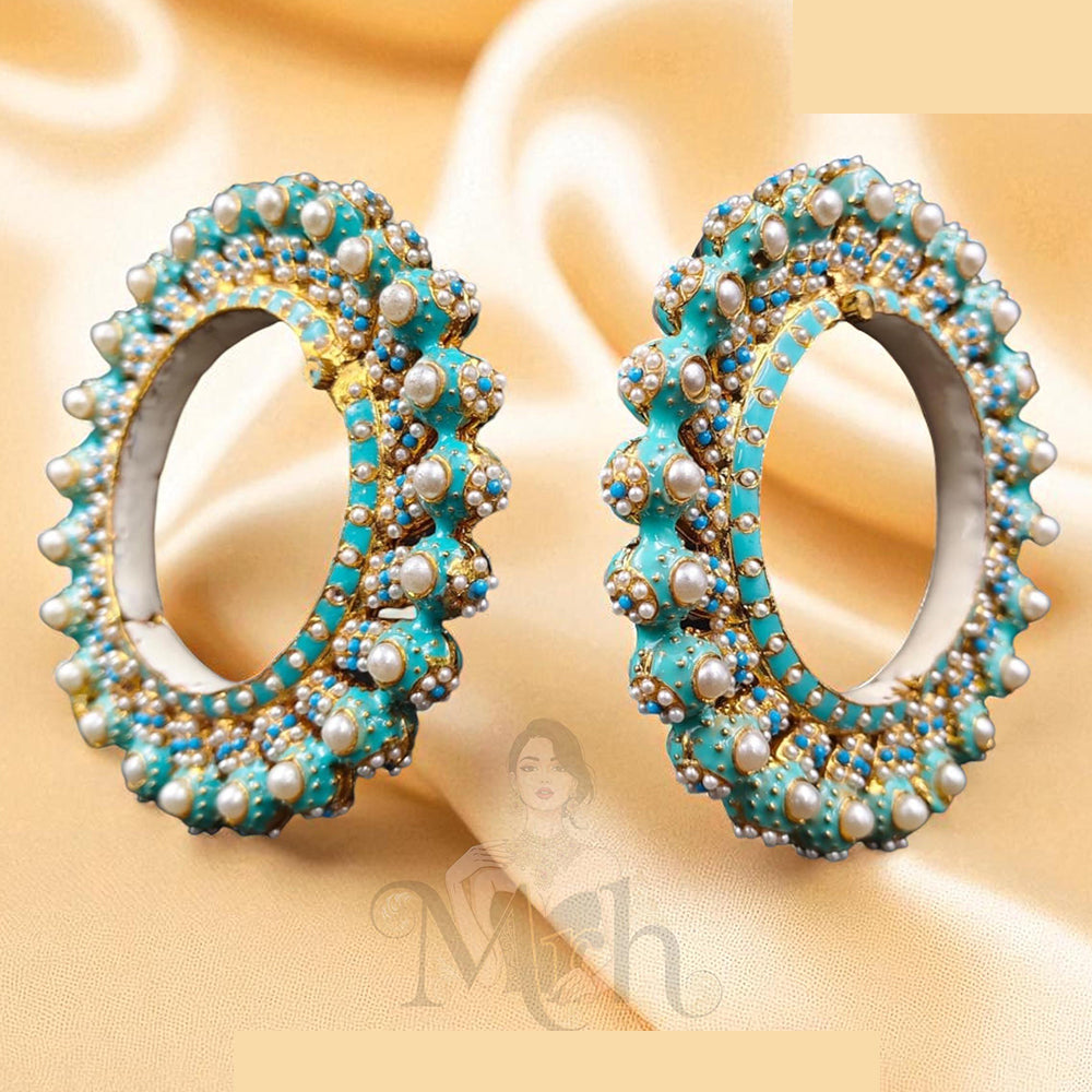 Jewel Addiction Exquisite Glow Kundan And Pearls Meenakari Bangles Set
