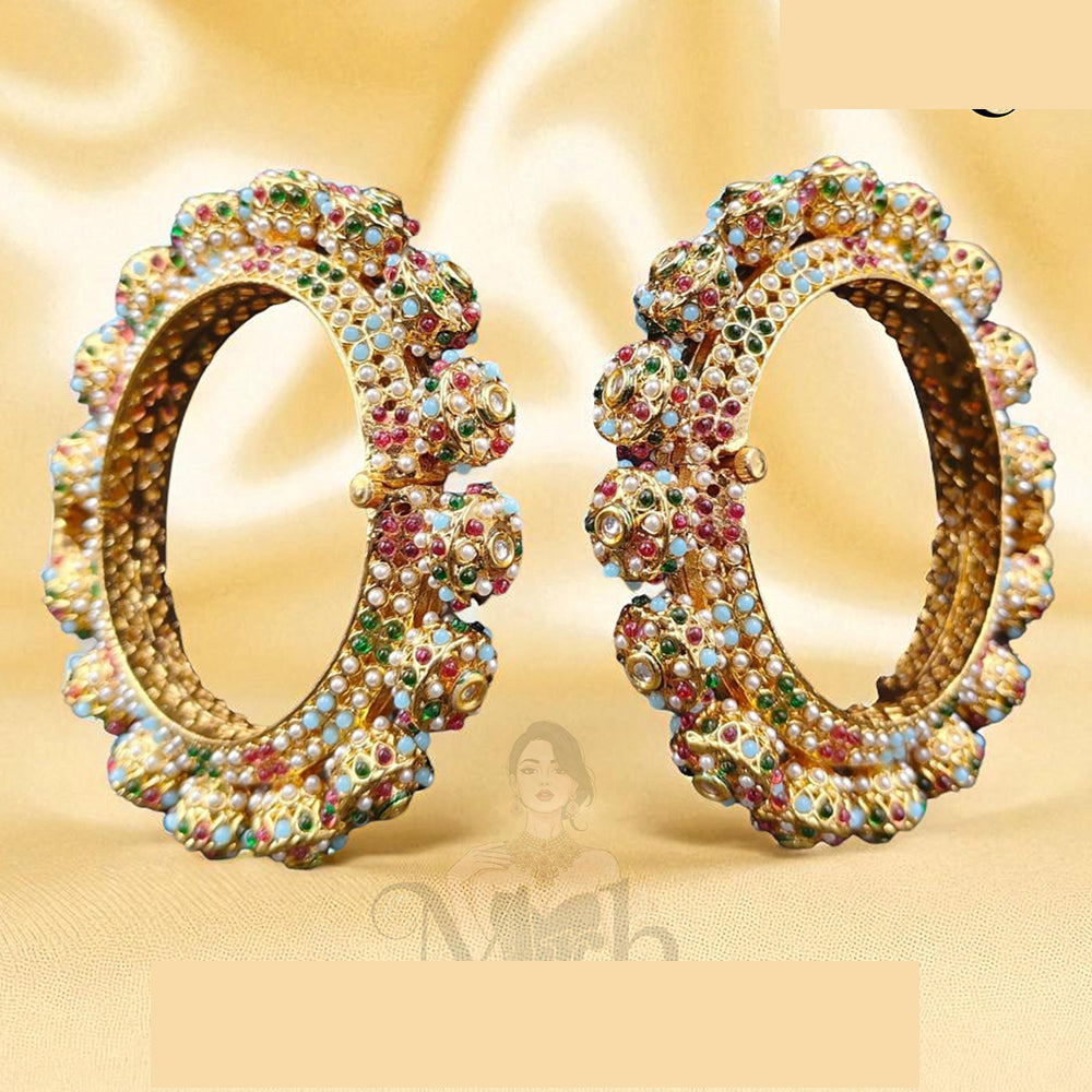 Jewel Addiction Sparkling Charm Kundan And Pearls Bangles Set