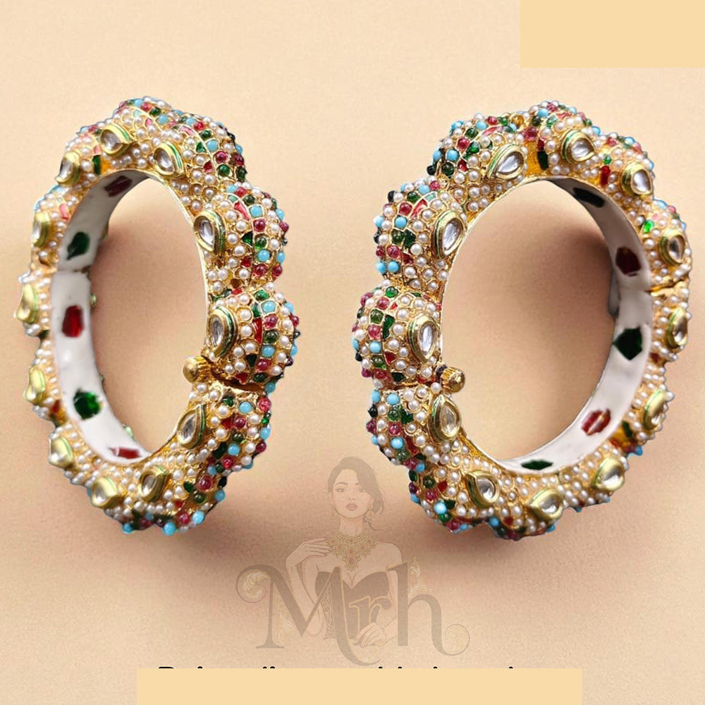 Jewel Addiction Sparkling Charm Kundan And Pearls Bangles Set
