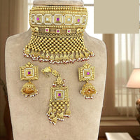 Jewel Addiction Designer Pota Stone And Pearl Choker Necklace Set
