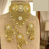 Jewel Addiction Designer Pota Stone And Pearl Choker Necklace Set
