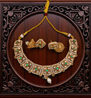 Jewel Addiction Beautiful Gold Plated Kundan And Pearl Choker Necklace Set