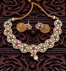 Jewel Addiction Beautiful Gold Plated Kundan And Pearl Choker Necklace Set