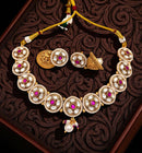 Jewel Addiction Beautiful Gold Plated Kundan And Pearl Choker Necklace Set