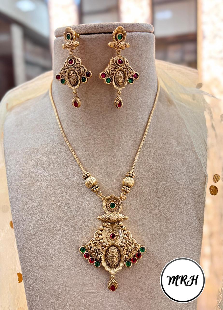 Jewel Addiction Exclusive Pota Stone Long Necklace Set with Ethnic Design and Statement Appeal
