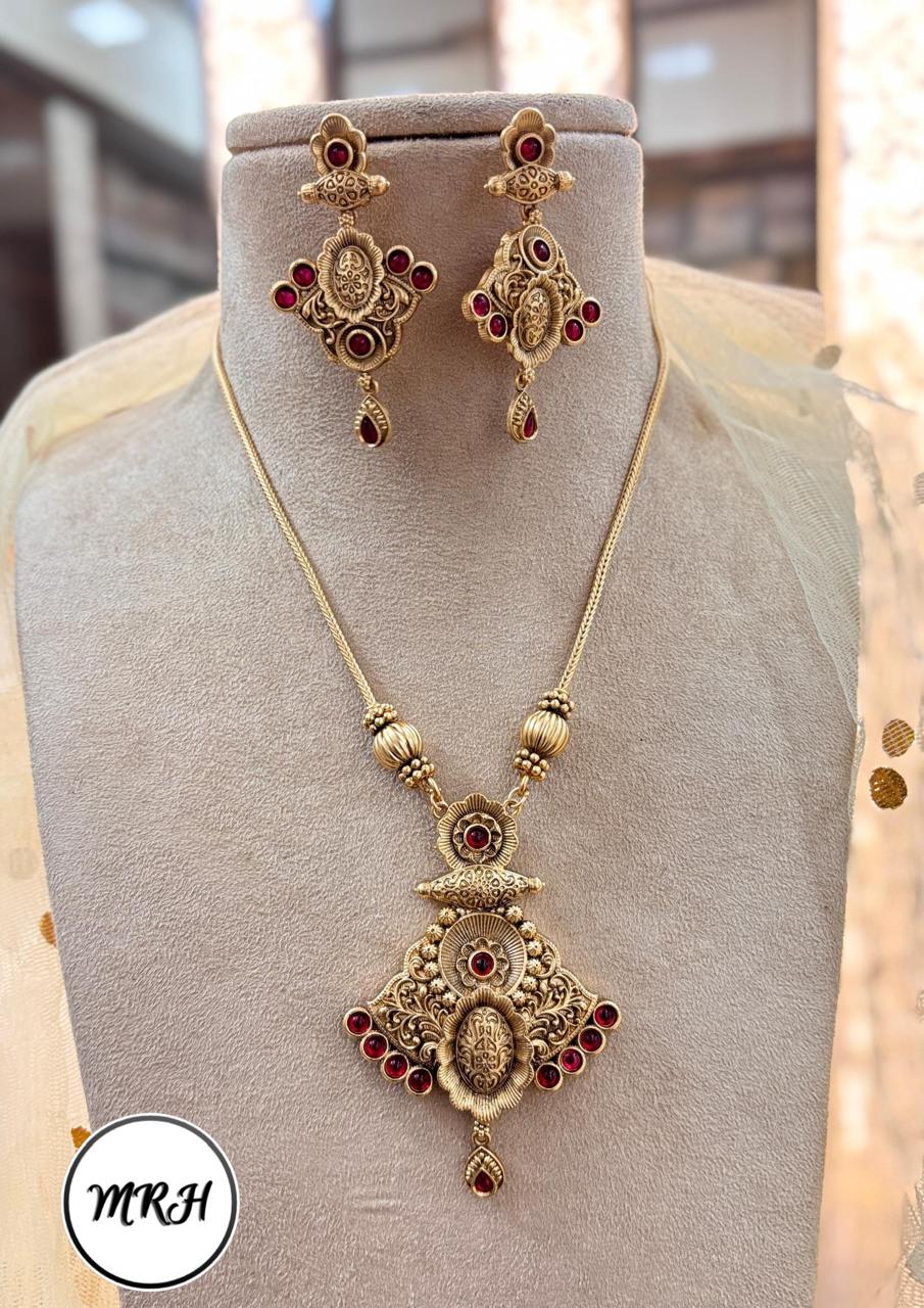 Jewel Addiction Exclusive Pota Stone Long Necklace Set with Ethnic Design and Statement Appeal