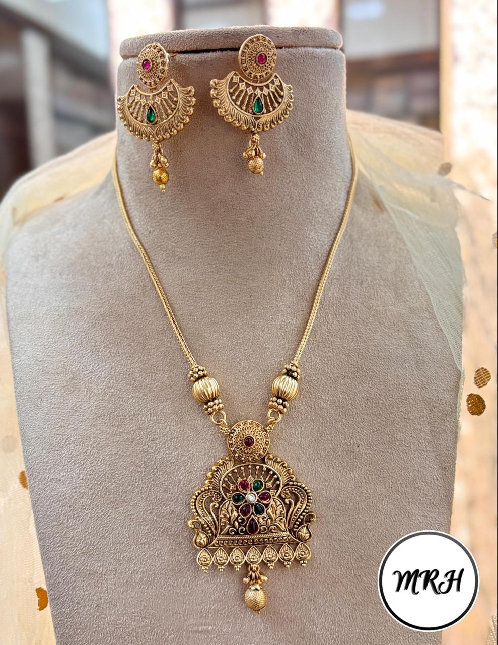 Jewel Addiction Exclusive Pota Stone Long Necklace Set with Ethnic Design and Statement Appeal