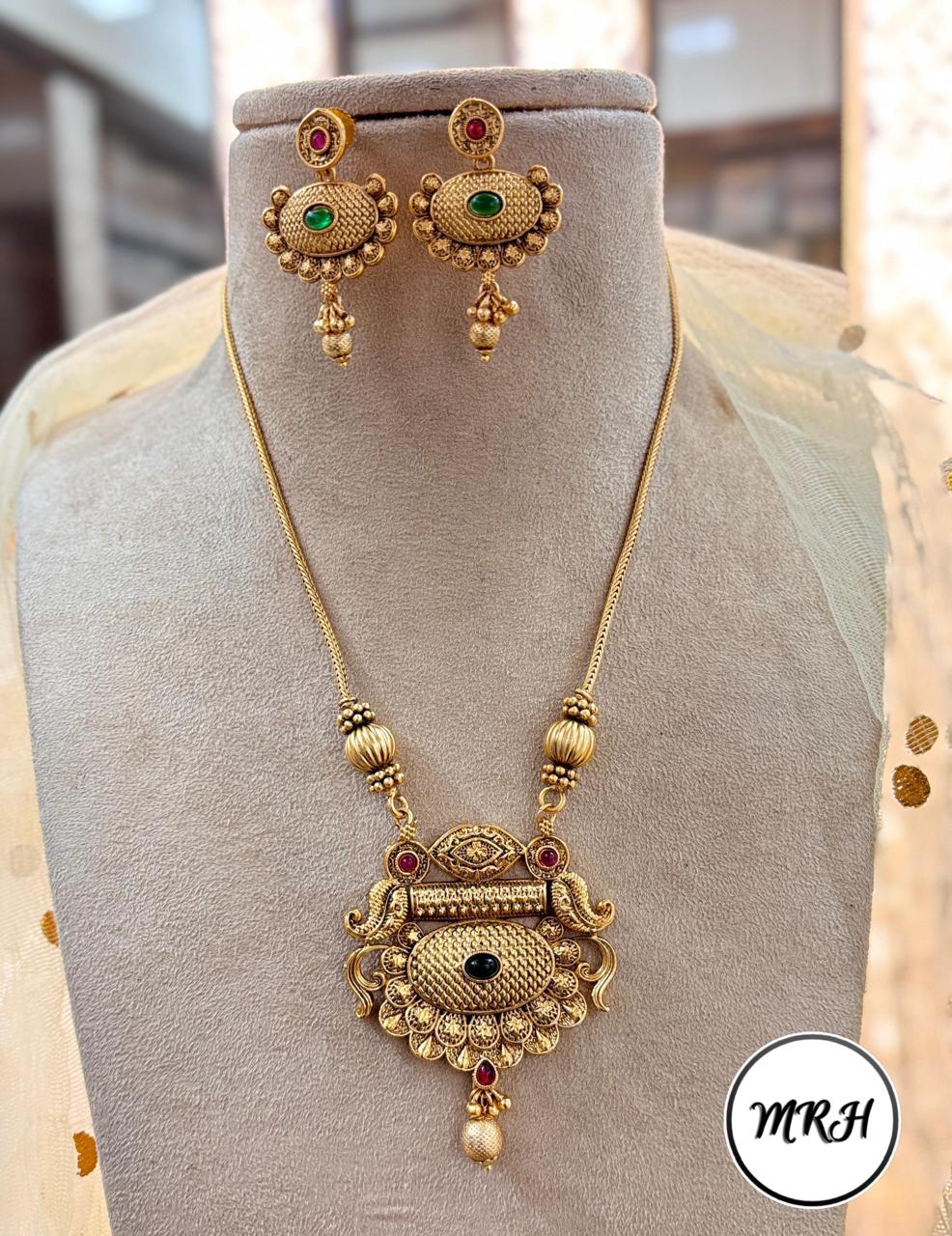 Jewel Addiction Exclusive Pota Stone Long Necklace Set with Ethnic Design and Statement Appeal