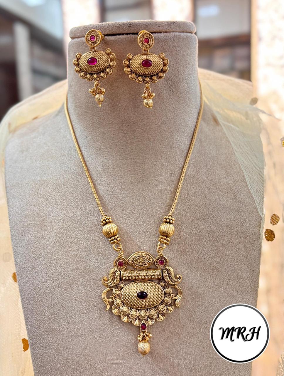 Jewel Addiction Exclusive Pota Stone Long Necklace Set with Ethnic Design and Statement Appeal