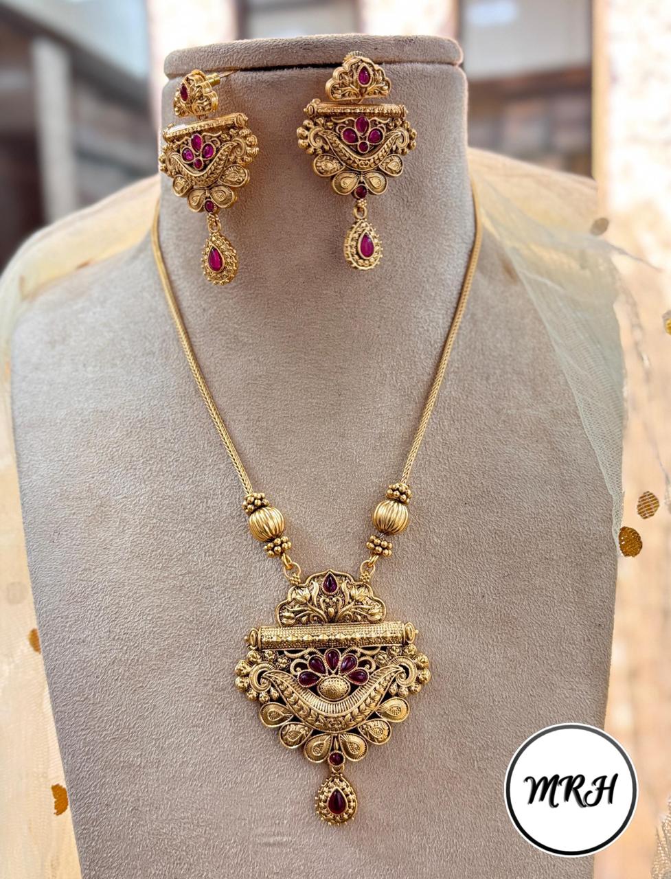 Jewel Addiction Exclusive Pota Stone Long Necklace Set with Ethnic Design and Statement Appeal