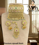 Jewel Addiction Traditional Gold Plated Kundan And Pearl Choker Necklace Set With Maangtikka