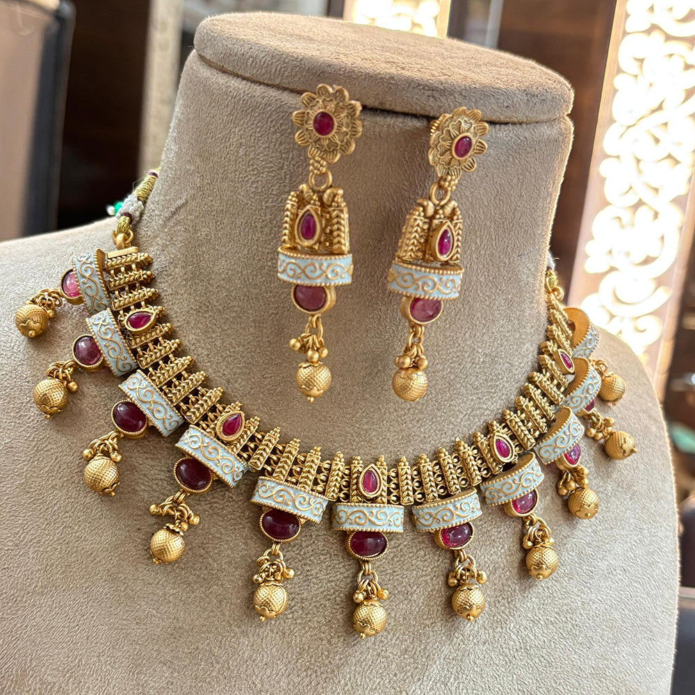 Jewel Addiction Ethnic Elegance Pota Stone Necklace Set