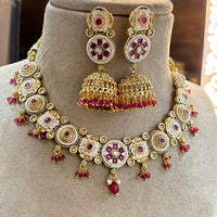 Jewel Addiction Heritage Inspired Meenakari And  Pota Stone Necklace Set