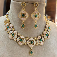 Jewel Addiction Heritage Inspired Meenakari And  Pota Stone Necklace Set
