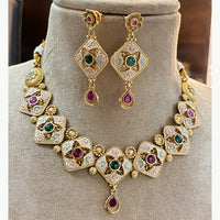 Jewel Addiction Heritage Inspired Meenakari And  Pota Stone Necklace Set