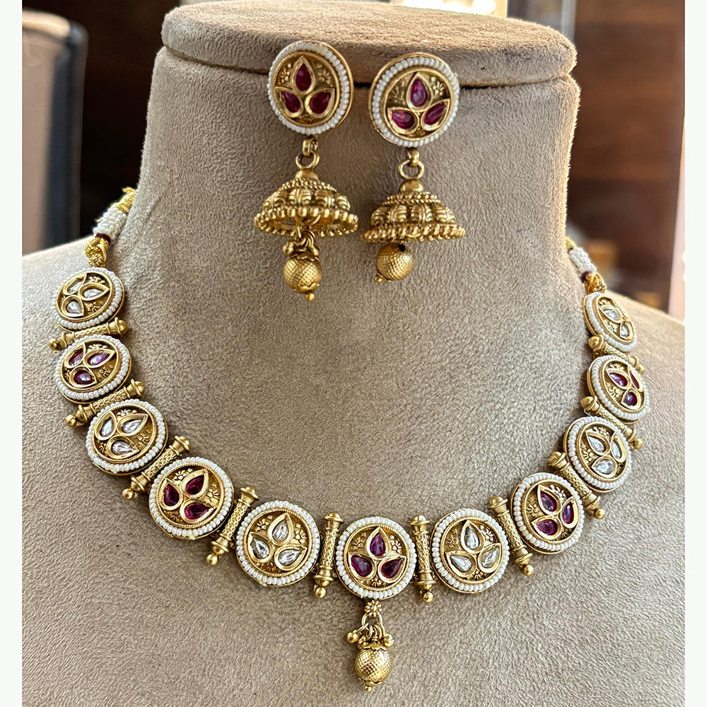Jewel Addiction Heritage Inspired Meenakari And  Pota Stone Necklace Set