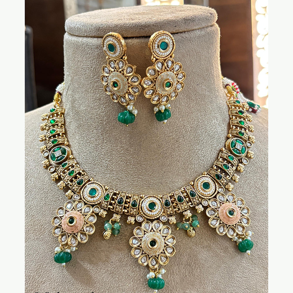 Jewel Addiction Heritage Inspired Meenakari And  Kundan Stone Necklace Set