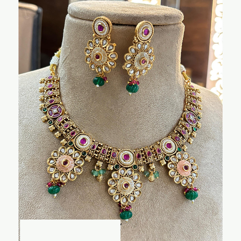 Jewel Addiction Heritage Inspired Meenakari And  Kundan Stone Necklace Set