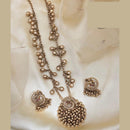 Jewel Addiction Traditional Pota Stone And Pearl Long Necklace Set With Peacock Motif