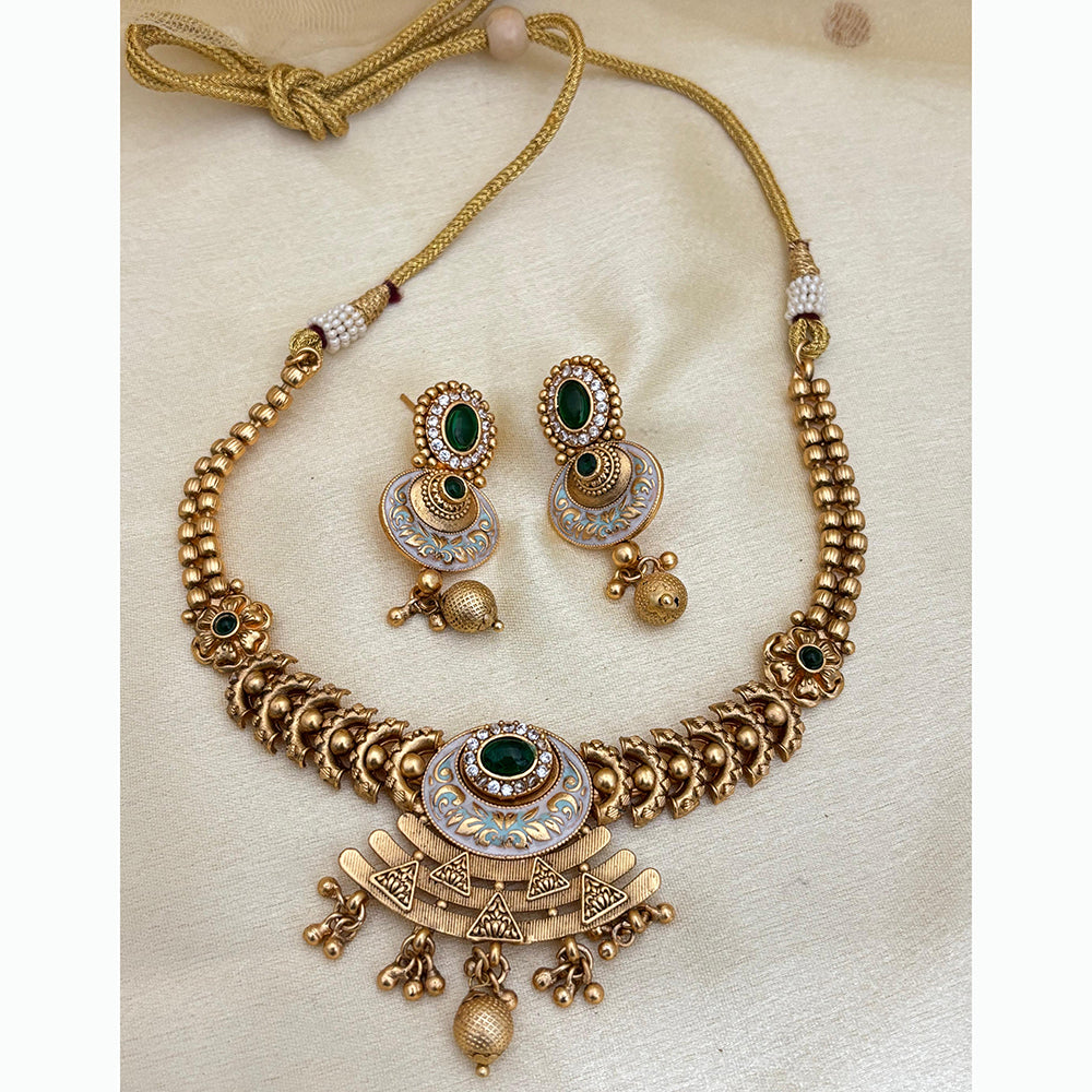 Jewel Addiction Elegant Crystal Stone Necklace Set With Meenakari work Party and Wedding Wear