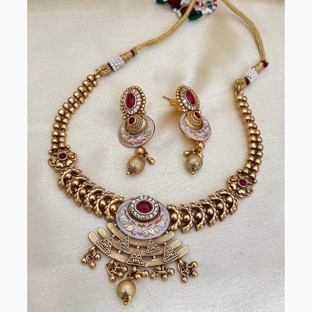 Jewel Addiction Elegant Crystal Stone Necklace Set With Meenakari work Party and Wedding Wear