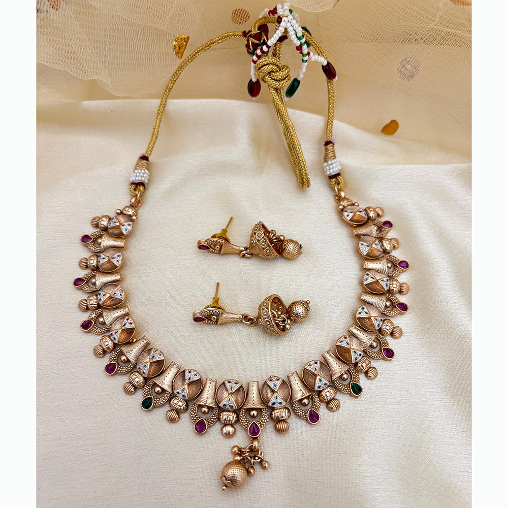 Jewel Addiction Elegant Crystal Stone Necklace Set With Meenakari work Party and Wedding Wear