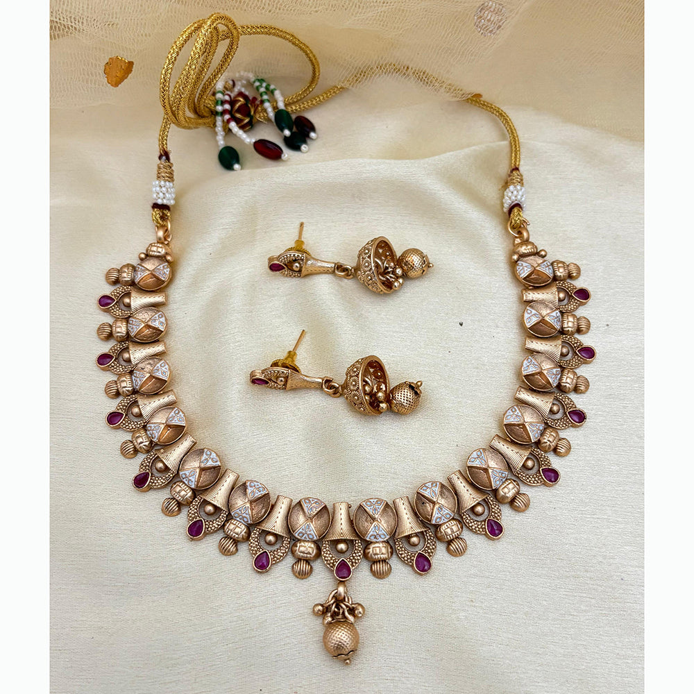 Jewel Addiction Elegant Crystal Stone Necklace Set With Meenakari work Party and Wedding Wear