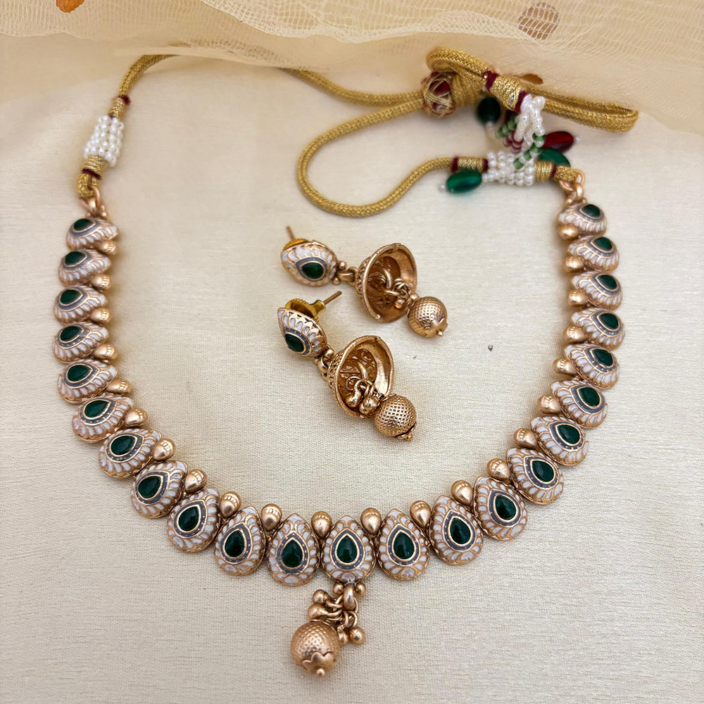 Jewel Addiction Elegant Crystal Stone Necklace Set With Meenakari work Party and Wedding Wear