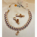 Jewel Addiction Elegant Crystal Stone Necklace Set With Meenakari work Party and Wedding Wear
