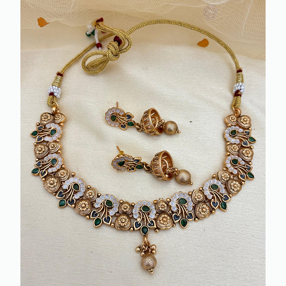Jewel Addiction Elegant Crystal Stone Necklace Set With Meenakari work Party and Wedding Wear