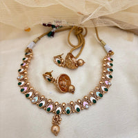 Jewel Addiction Elegant Crystal Stone Necklace Set With Meenakari work Party and Wedding Wear