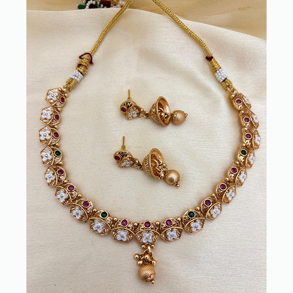 Jewel Addiction Elegant Crystal Stone Necklace Set With Meenakari work Party and Wedding Wear