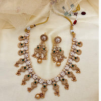 Jewel Addiction Elegant Crystal Stone Necklace Set With Meenakari work Party and Wedding Wear